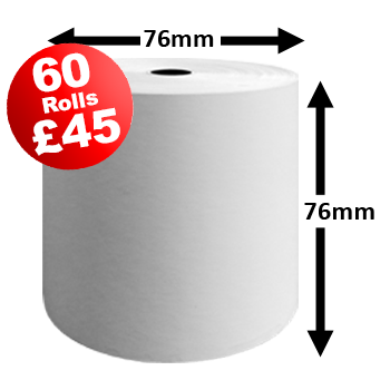 76mm x 76mm Paper Till Rolls (Non-Thermal)