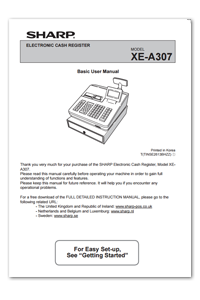 Sharp XE-A307 Quick Start Guide Download